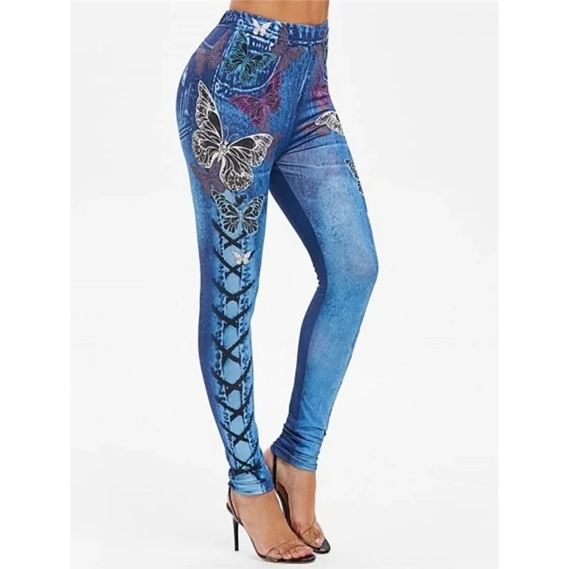 

Women Fashion Prined Legging Ladies Casual Sports Butterfly Printed Leggings Female Slim High Waist Leggings For Woman