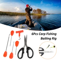 6pcs needle scissors set carp fishing stainless steel baiting rigs tool kit needle swinger driller line knot puller kit combo