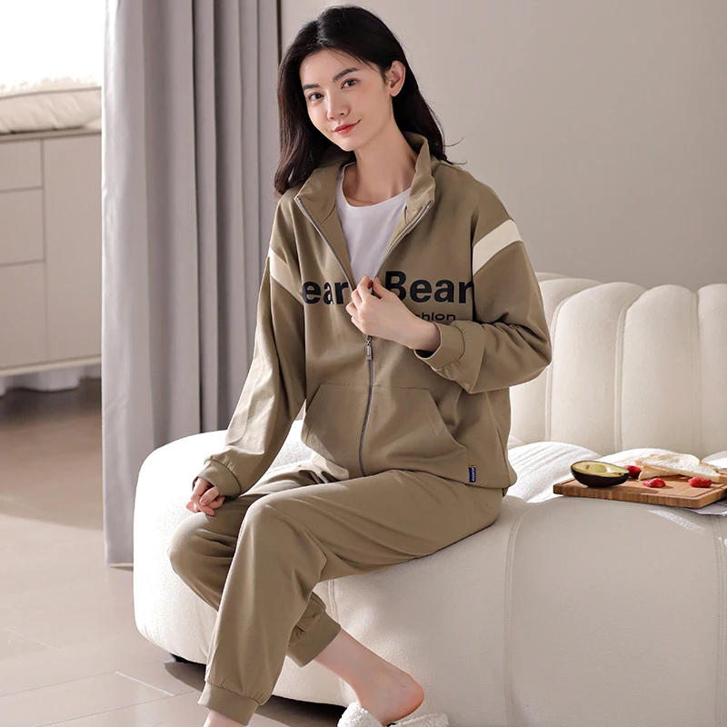 Новейший женский пижамный комплект из 100% хлопка одежда для сна с отложным