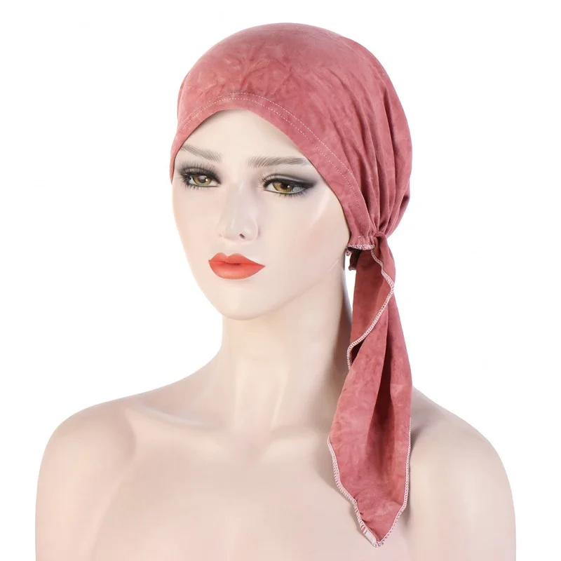 

New Curved Flower Cloth Two Tails Tie-Dye Tam-O'-Shanter Muslim Simple Tam-O'-Shanter Pile Cap