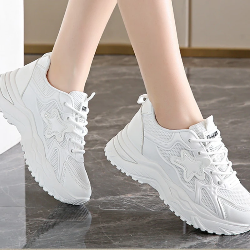 Женские сетчатые Туфли с круглым носком летние дышащие удобные спортивные туфли