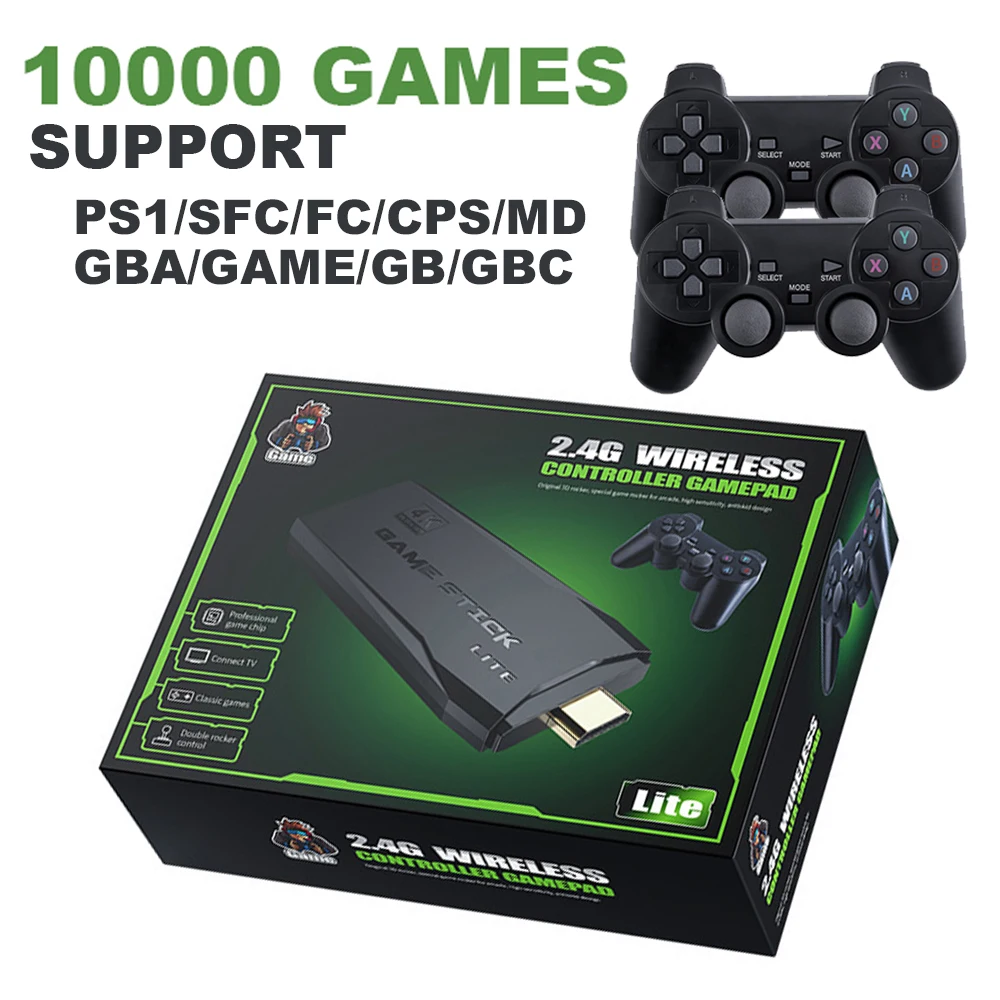 

Retro Video Game Stick console 4k 64G Portable10000 games wireless control Dropshipping wireless classic video game console