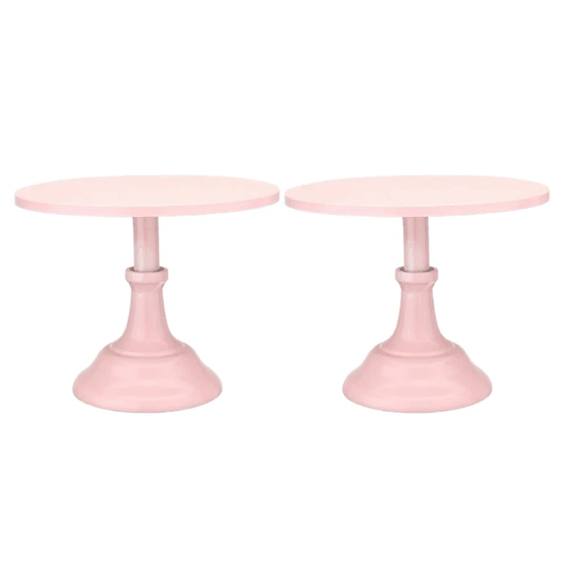 

2X Metal Iron Cake Stand Round Pedestal Dessert Holder Cupcake Display Rack Bakeware For Birthday Wedding Party (Pink)