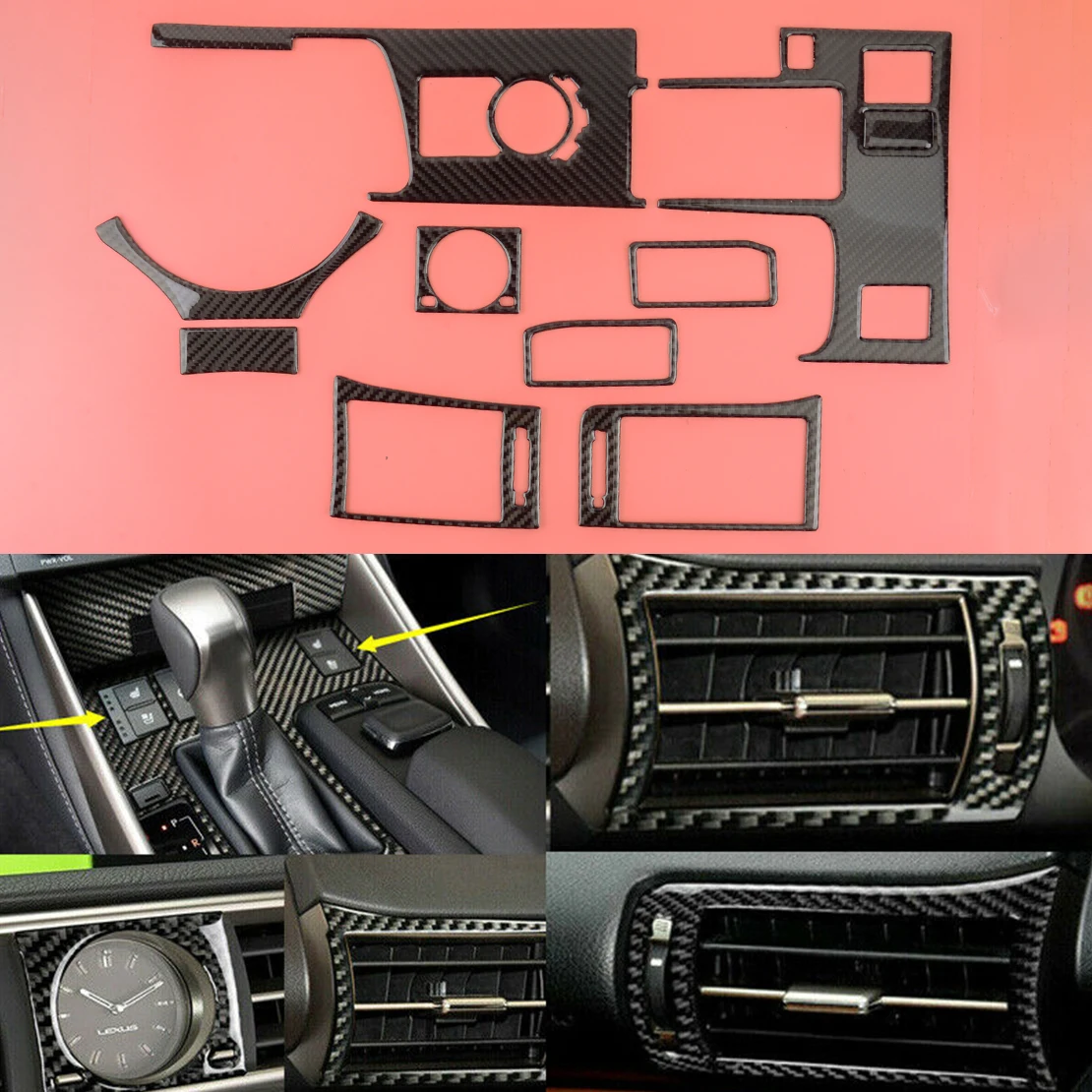 

9Pcs Full interior Cover Trim Set Fit For Lexus Is250 Is350 2014 2015 2016 2017 2018 Carbon Fiber Black