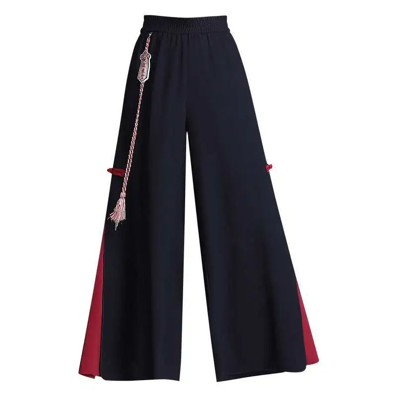 

Harajuku Vintage Chiffon Chinese Style Casual Trousers Black Loose Women Kung Fu Pant 2021 Summer New Pantalones Chinos De Mujer