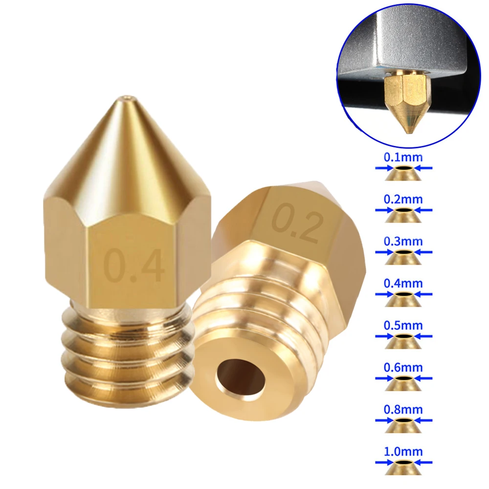 

RAMPS 2pcs 3D Printer MK8 Extruder Brass Nozzles Print Head M6 Thread 0.4mm Nozzle for 1.75mm 3mm Makerbot MK8 CR-10 Ender 3