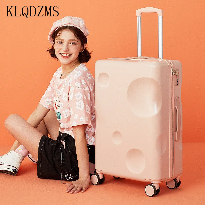 KLQDZMS High Quality Simple Solid Colour Trolley Luggage Fashionable 20 Inch Boarding Case Dumbbell Universal Wheel Suitcase