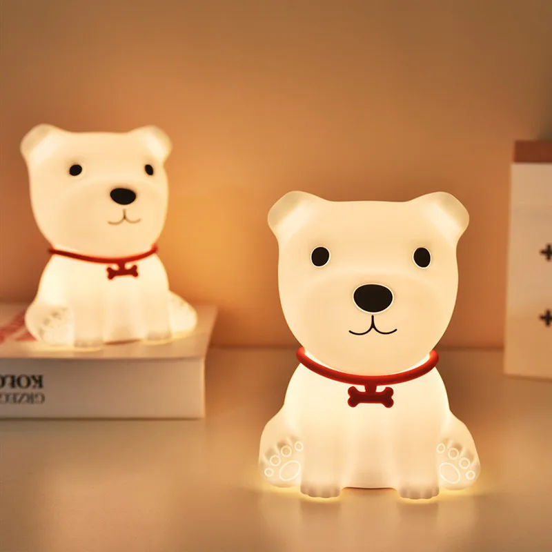 

Silicone Dog Light USB Charging LED Colorful Pat Night Light Children Sleeping Cute Cartoon Lamp