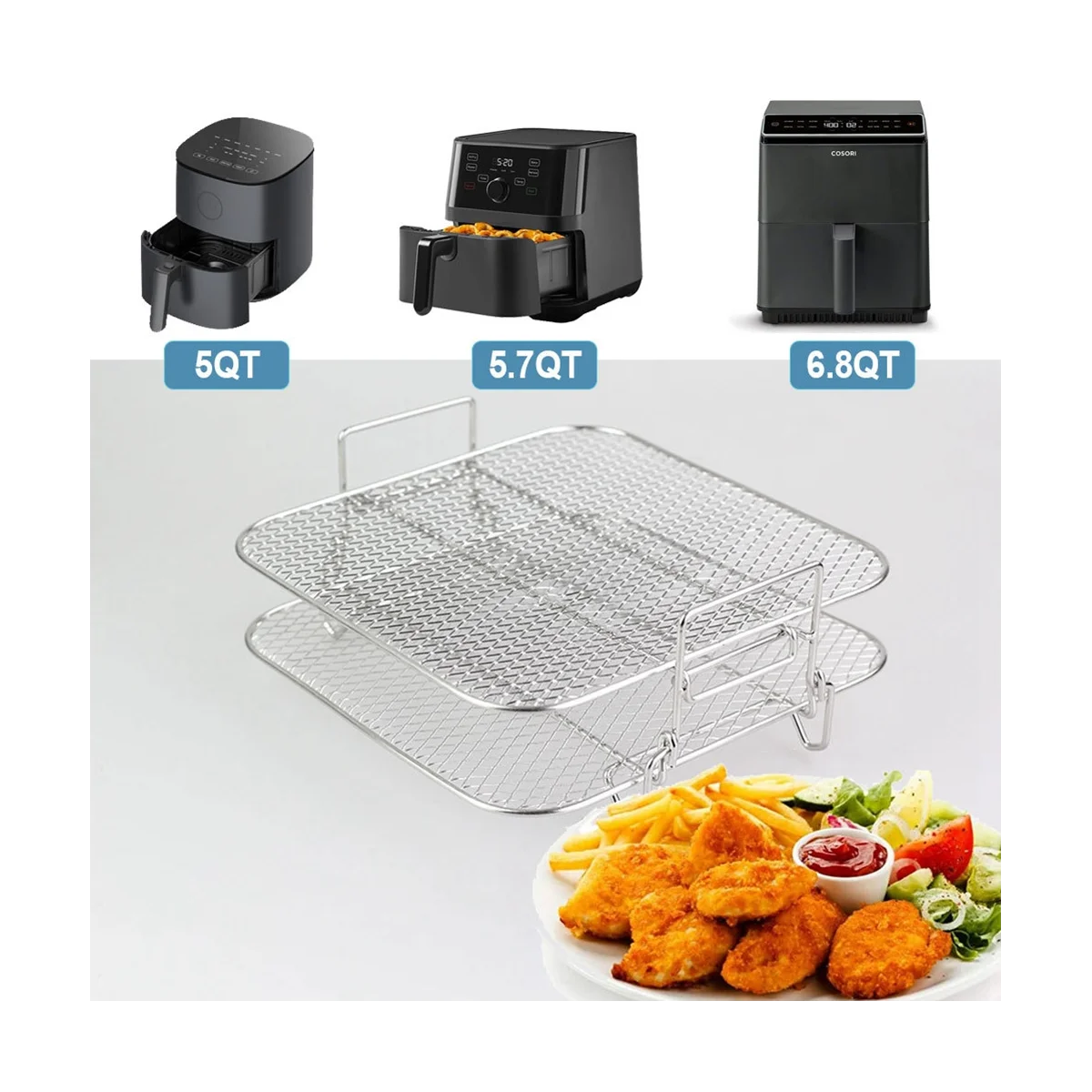 2-х уровневая стойка для фритюрницы Штабелируемая сетчатая подставка гриля