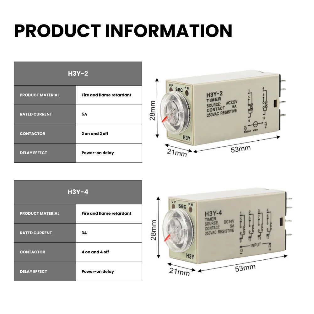 AC220V DC12V H3Y-2 Таймер задержки Реле времени 0-60S Второе и базовое гнездо DPDT