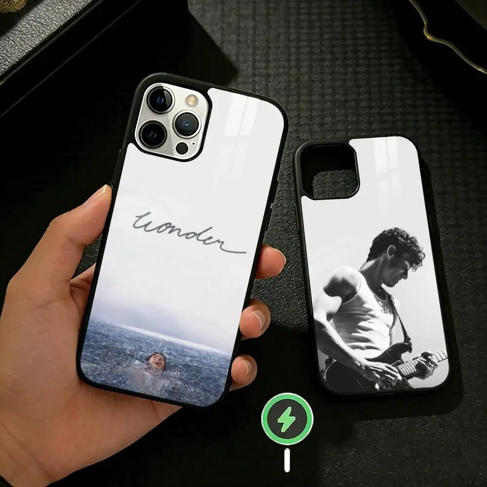 Фото Чехол для телефона S-Shawn Mendes с рукописным дизайном для iPhone 17 16 15 14 13 12 Pro Max Plus, зеркальный, с беспроводной магнитной зарядкой №1