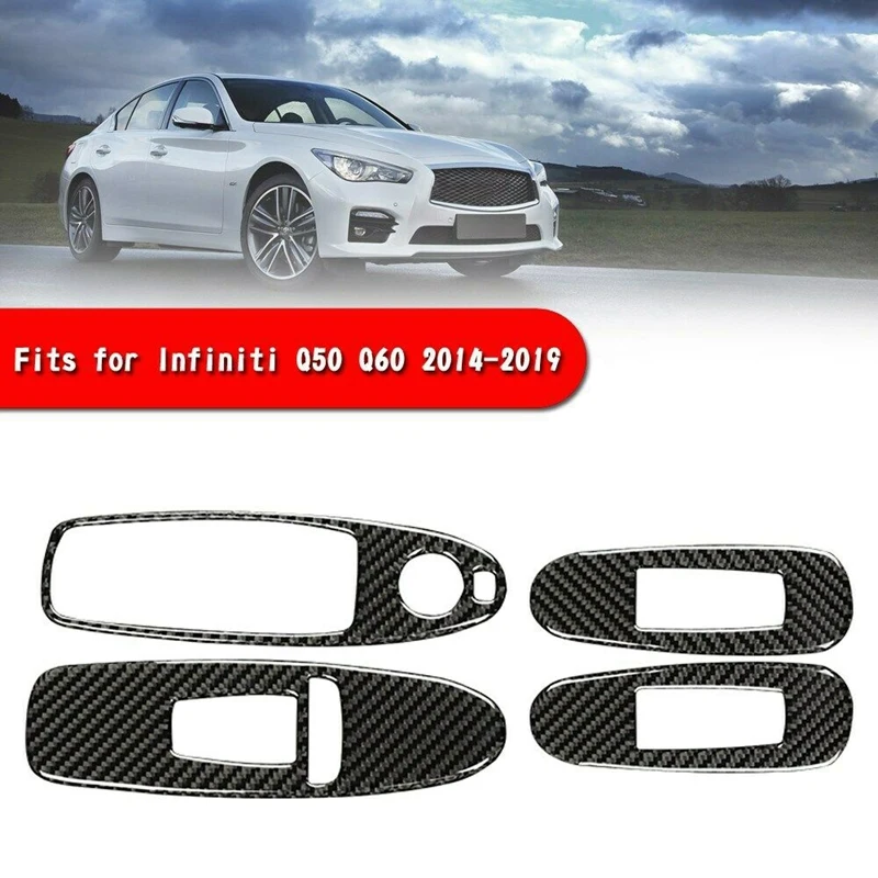 

Carbon Fiber Window Lift Button Panel Cover Trim for Infiniti Q50 Q60 2014-2019