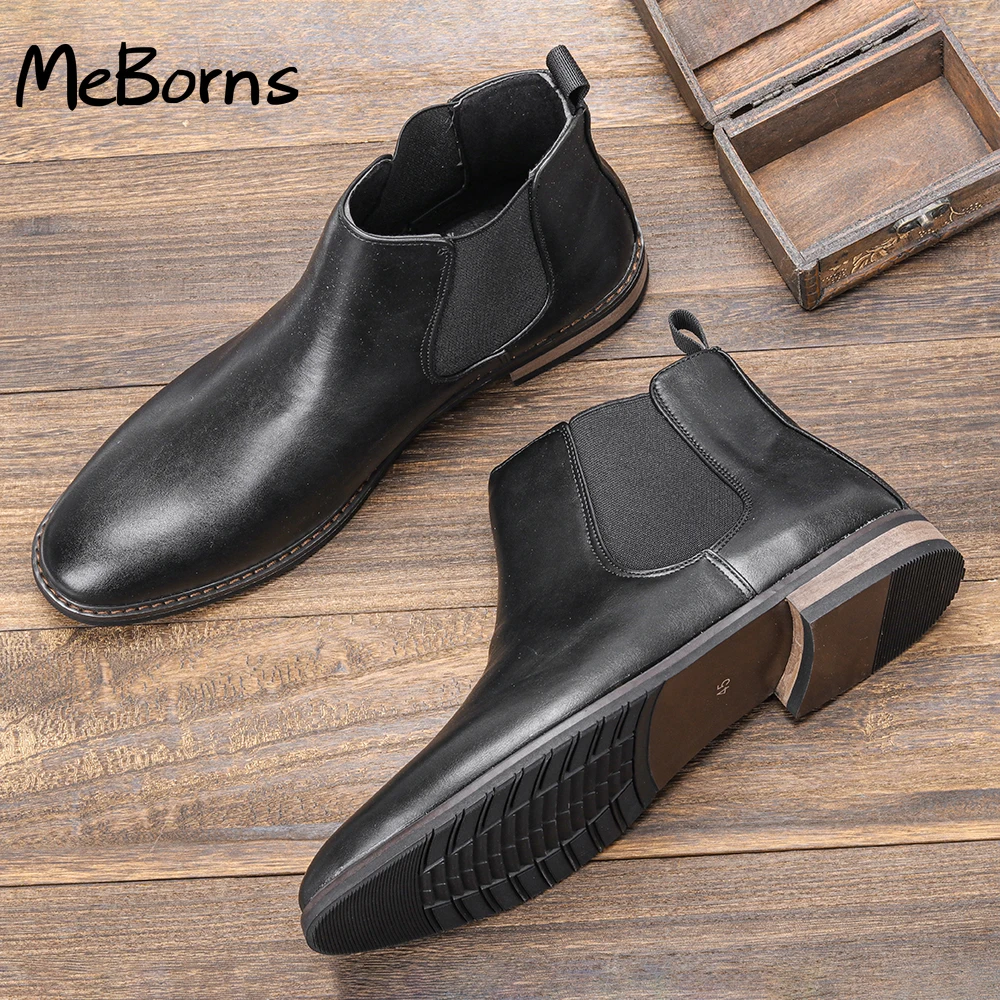 

Chelsea boots for men Size 40-46 Men Leather Boots fashion Wootten brand comfortable 2022 New Design Ankle boots