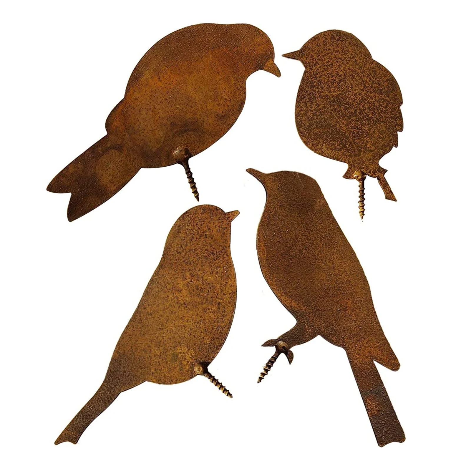 Металлический садовый искусственный силуэт с птицами и ржавым патином