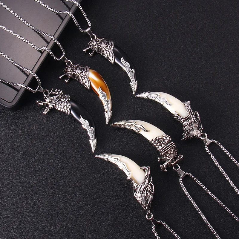 Ожерелье с подвеской в этническом стиле для мужчин кулон виде храброго волка