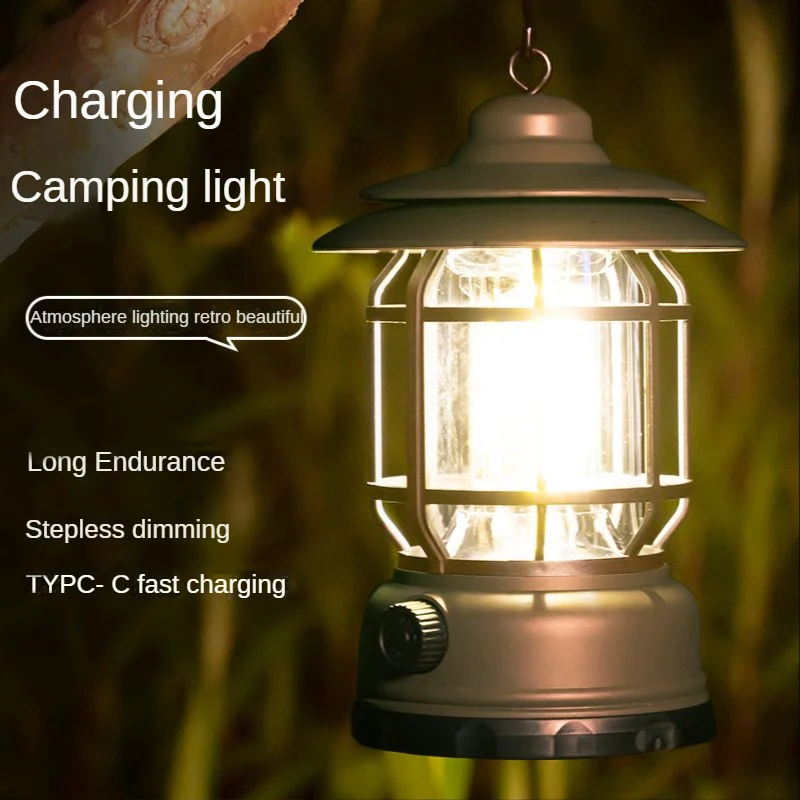 

Outdoor Retro LED Camping Lights USB Rechargeable Tent Portable Lanterns Emergency Lights For Fishing Barbecue Camping Lighting