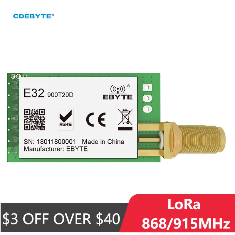 

10 шт. CDEBYTE E32-900T20D V8 LoRa SX1276 868 МГц 915 МГц IoT 20 дБм 100 мВт беспроводной модуль трансивера UART передатчик и приемник