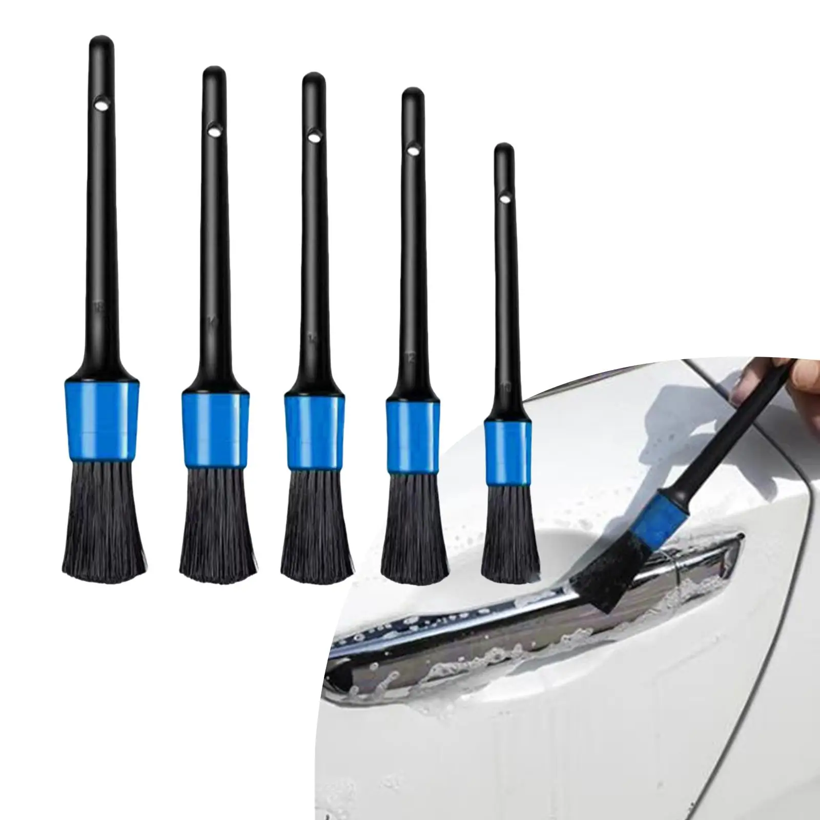 

Auto Car Detailing Brushes Kit 5 Sizes Comfortable Grip Multifunctional