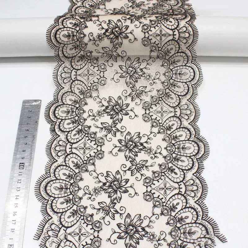 1 ярд черные цветы вышитое кружевное нижнее белье тюлевая сетка свадебное