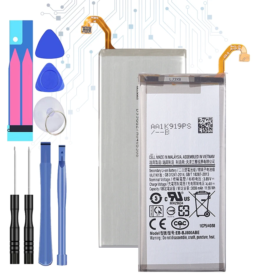 

Battery EB-BJ800ABE For Samsung Galaxy A6 (2018) SM-A600 A600F For Galaxy J6 J600F 3000mAh High Quality Batteria + Free Tools