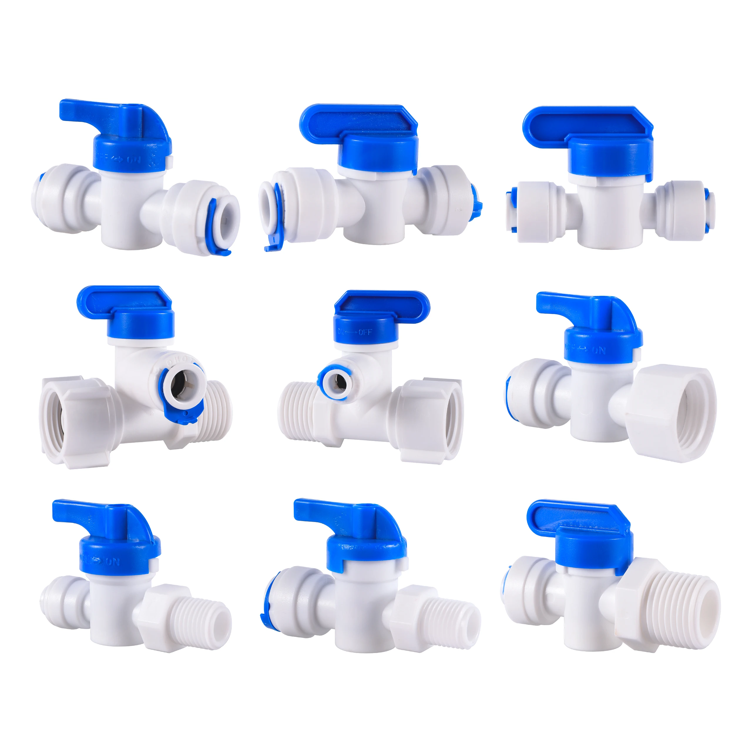 RO Water Straight 1/4" 3/8" OD Hose 1/4"BSP 1/2" Male Thread Quick Connect Fittings Plastic Ball Valve Reverse Osmosis Fitting