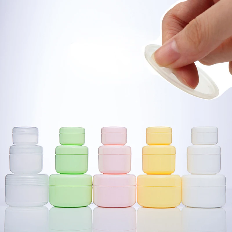 

5pcs 10g-100g Refillable Plastics Face Cream Jars Empty Cosmetic Containers Travel Vials Lotion Ointments Bottles Candle pots