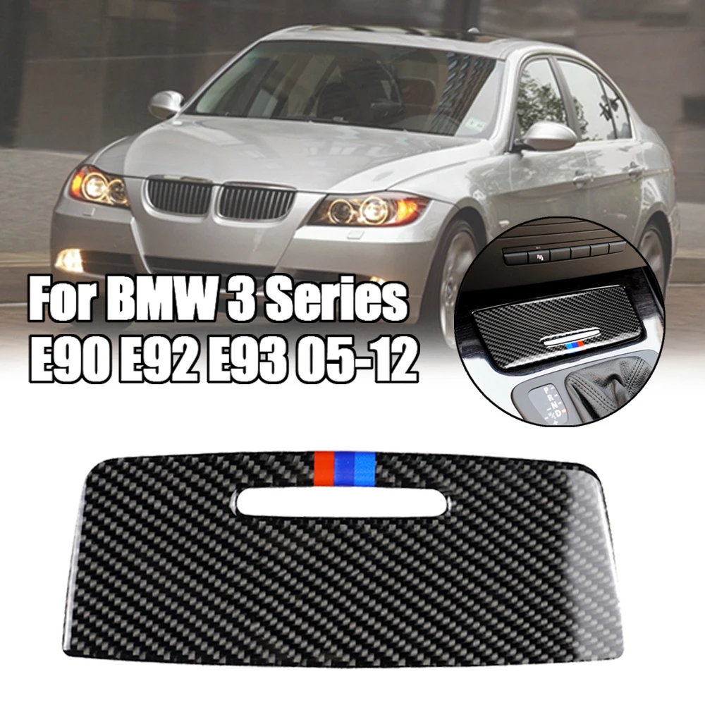 Real For BMW 3 Series E90 E92 E93 2005-2012 Car Storage Box Panel Sticker Carbon Fiber Trim Cover Decals Interior Decoration