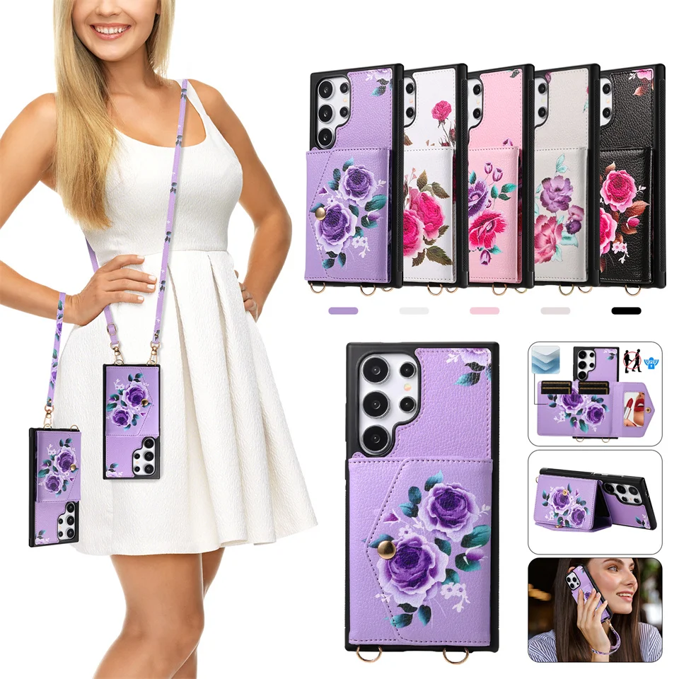 Кожаный чехол-кошелек для Samsung Galaxy s24 s23 Ultra plus