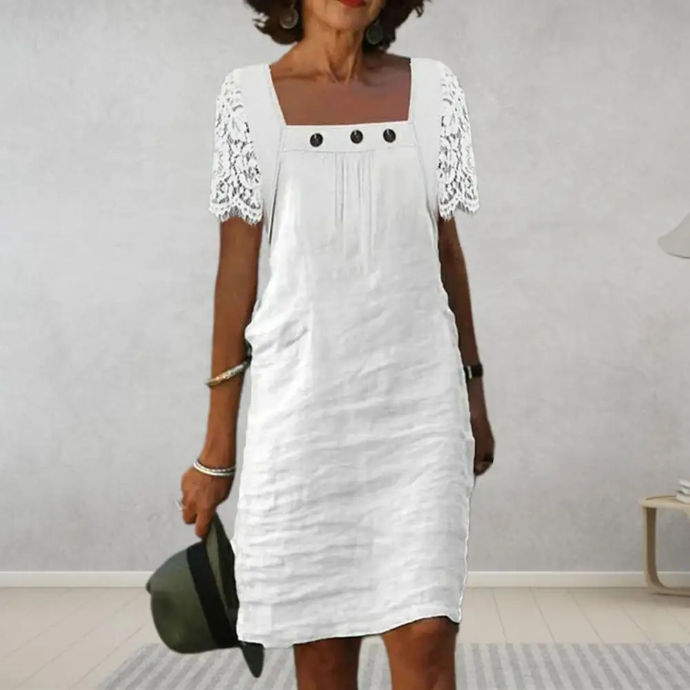 

Summer Midi Dress Knee Length Women Dress Thin Summer Midi Dress
