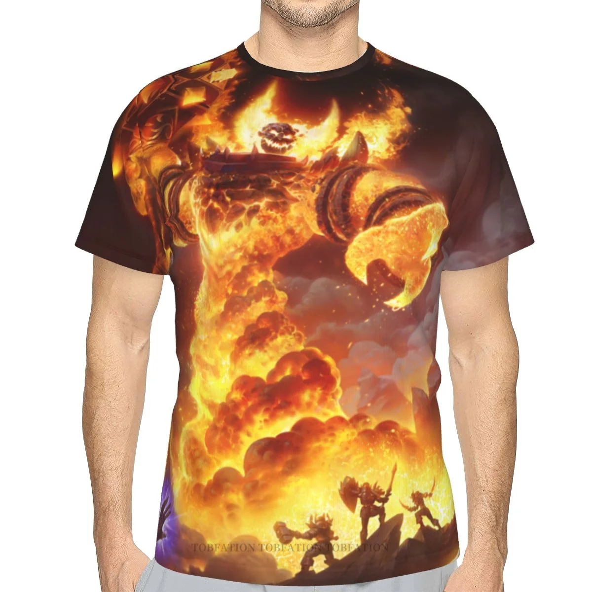 

Fire World Of Warcraft Summer Mens T Shirts Oversized Polyester Tshirt Quick-drying Short Sleeve 3D Printed Breathable Clothes