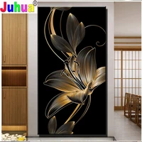large gold and black lily 5d full drill diy diamond embroidery mosaic kit flowers picture crystal diamond painting home decor