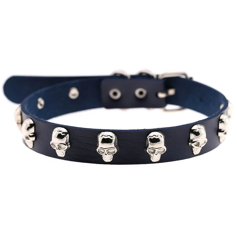 

ZIMNO Skull Spike Rivet Sexy Collar Choker Streetwear Necklaces for Women Men 2020 Trend Harajuku Gothic PU Leather Goth Jewelry