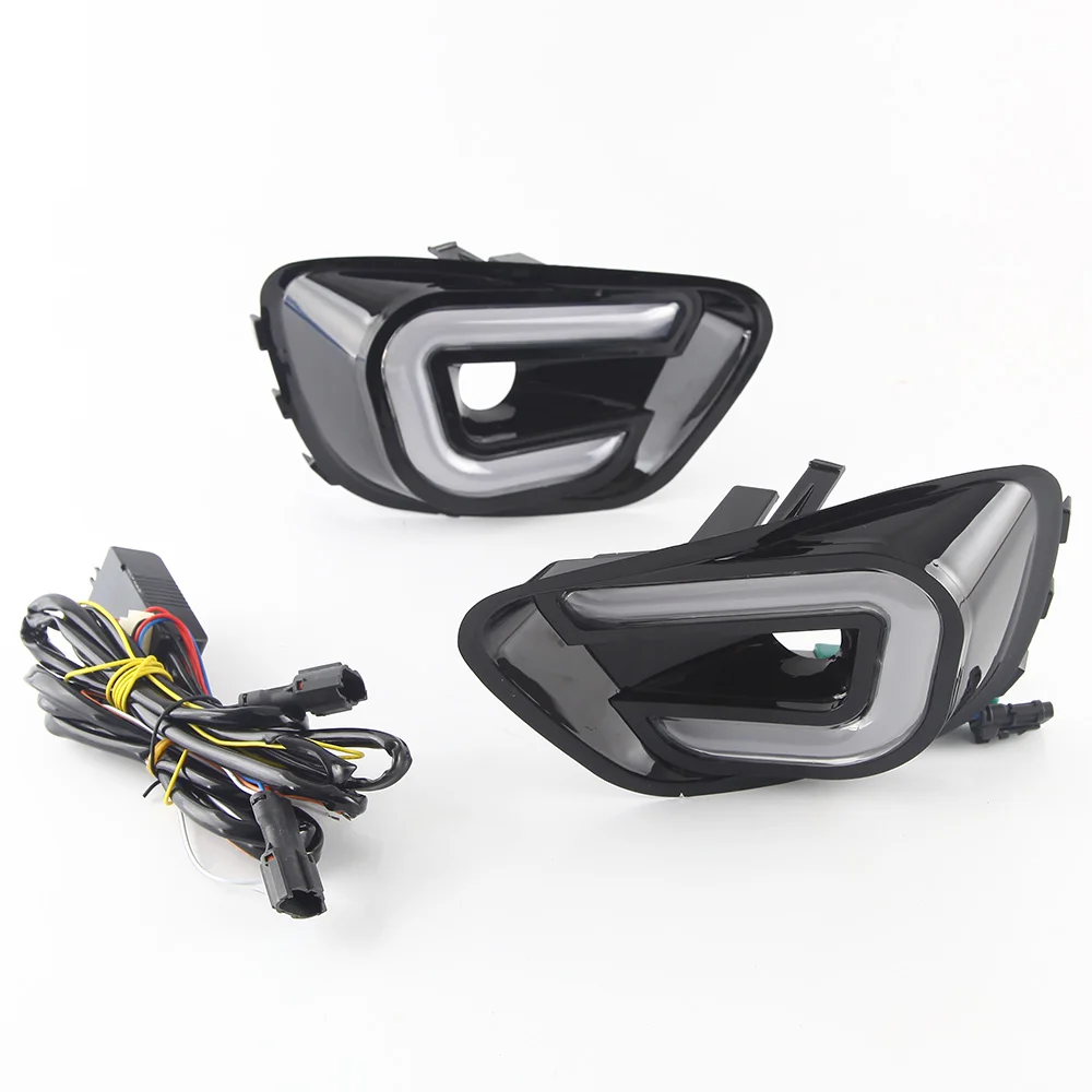 

July King LED Daytime Running Lights Case for Jeep Compass 2011-2016, LED 6000K White Front Bumper DRL + Yellow Turn Signals