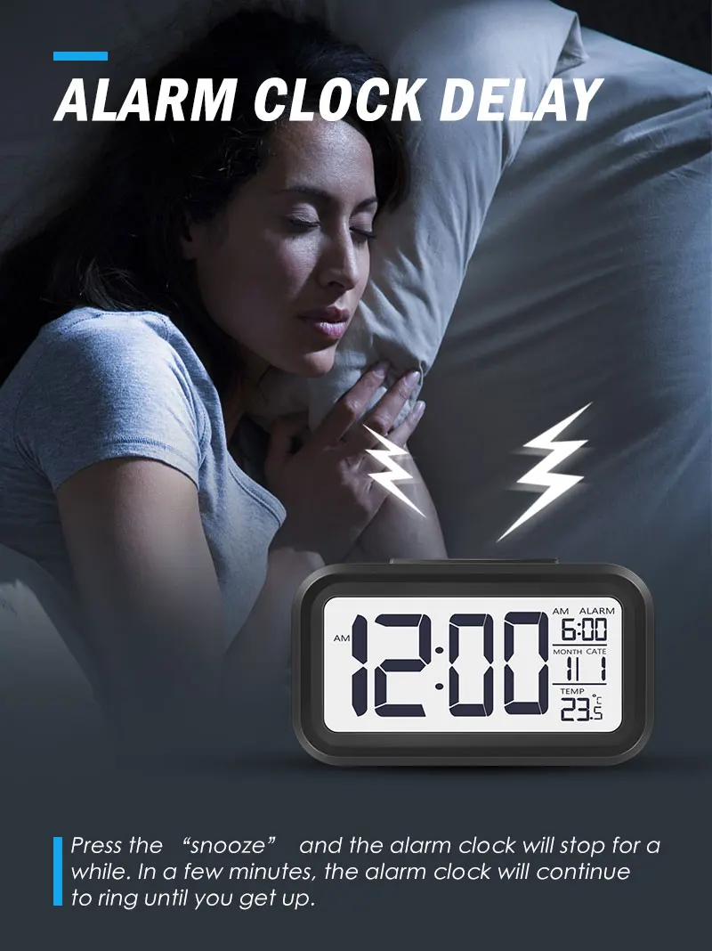 

E2 LED Digital Clock Alarm Table Clock Backlight Snooze Mute Calendar Desktop Electronic Bcaklight Table Clocks Desktop Clock