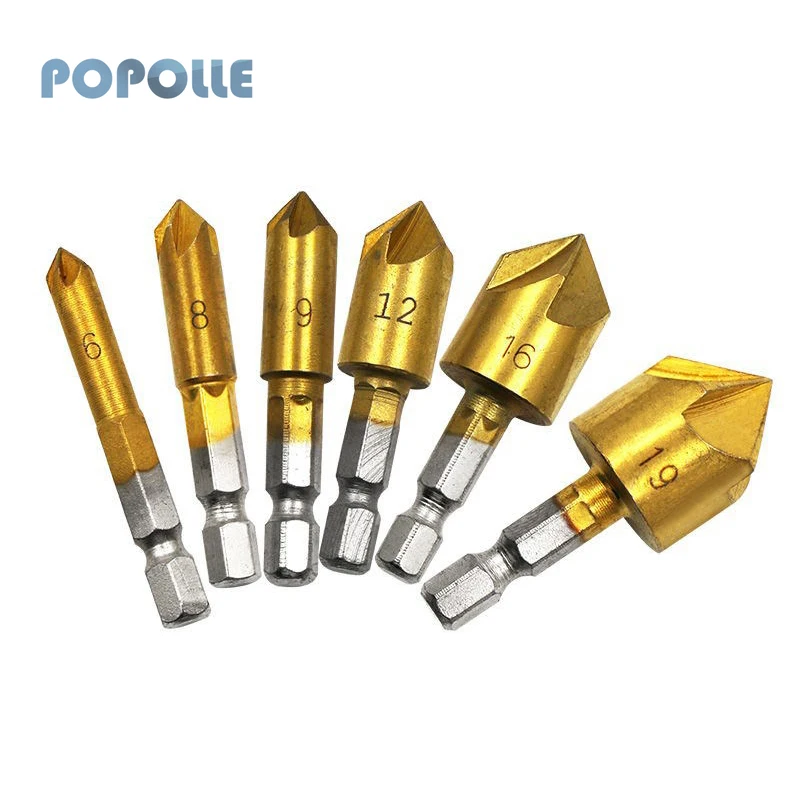 90 Degree Five-blade Chamfering Tool Stainless Steel Reamer Tapered Screw Countersink Knife To Single-blade Chamfering Tool