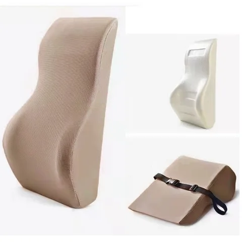 Ортопедическая подушка для спинки, подушка из пены с эффектом памяти для поясницы, для автомобильного кресла, большая подушка для поясницы на офисное кресло с ремнями