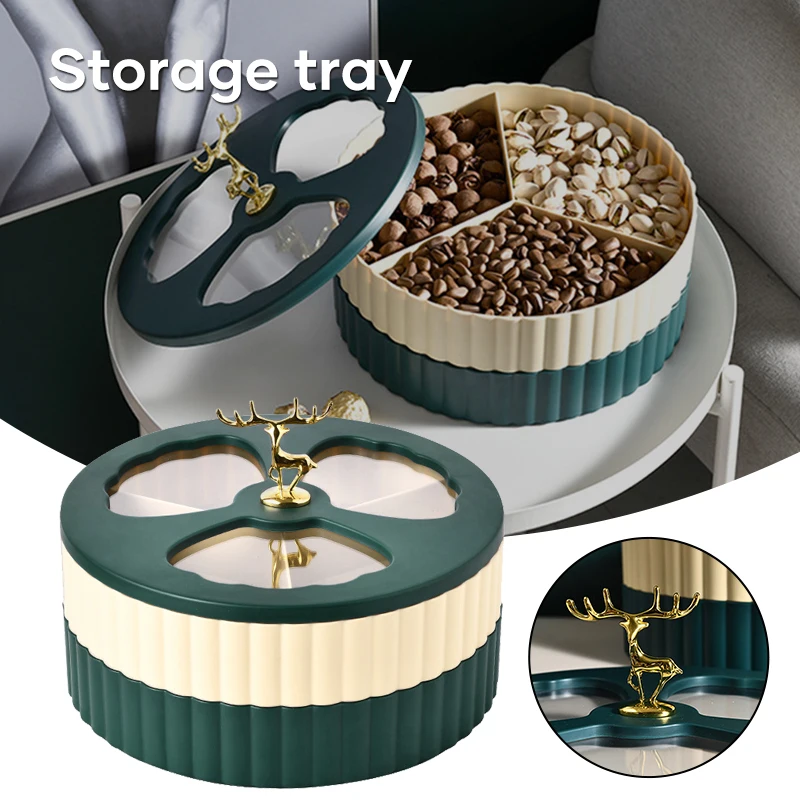 

Double-layer Table Storage Box Fruit Candy box Round Snack Storage Food Tray for Living Room Kitchen TS1