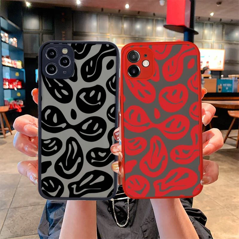 

Funny Trippy Smiley Face Phone Case For iphone 13 12 11 Pro Mini Max XS X 8 7 Plus SE 2020 XR Hard Matte Back Shockproof Cover