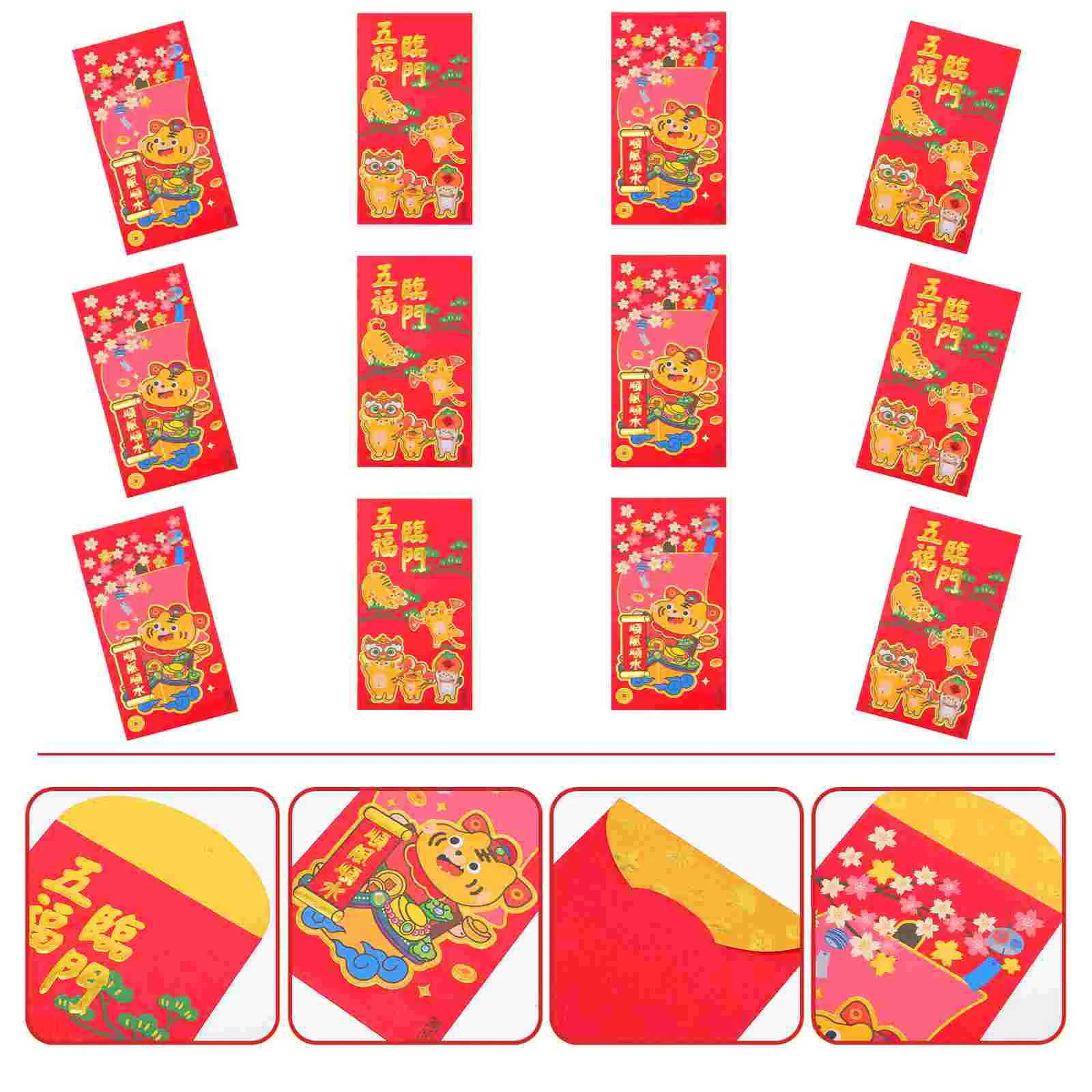 

12 шт., красные конверты для подарка на новый год