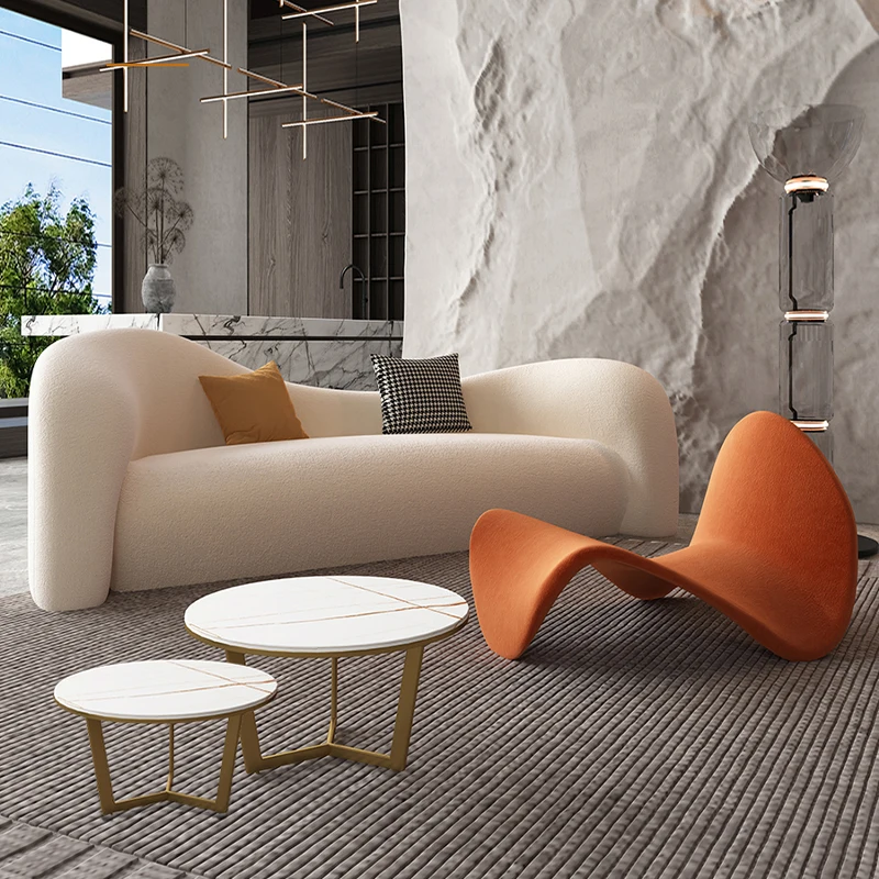 

Fabric sofa living room light luxury simple modern small apartment lamb velvet technology cloth leisure chair designer net red