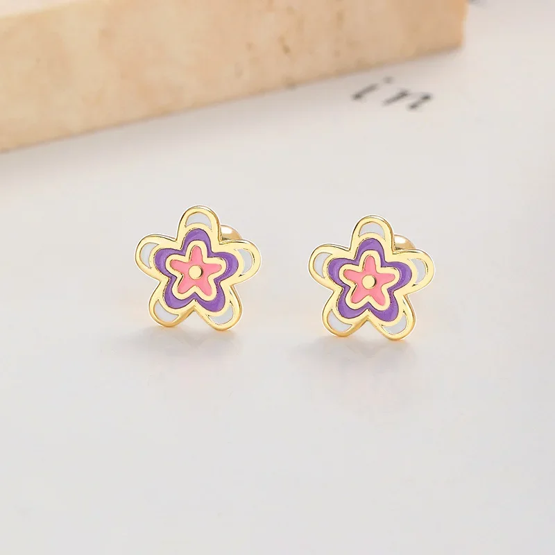 SOFTPIG настоящее серебро 925 пробы со звездой и цветком серьги-винты для женщин