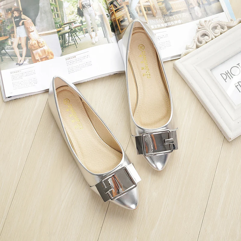 Fashion Women's Flats Single Shoes Pointed Toe Versatile Comfortable Soft Sole Shallow Mouth Work Shoes Large Women's Shoes