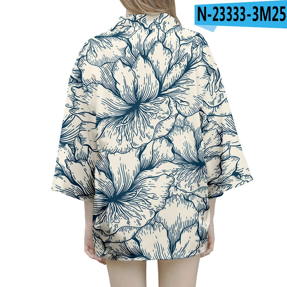 

Cute Flowers 3D Printing Japanese Kimono Haori Yukata Women/Mens Fashion Summer Casual Cool Short Sleeve boy/girls Cardigan
