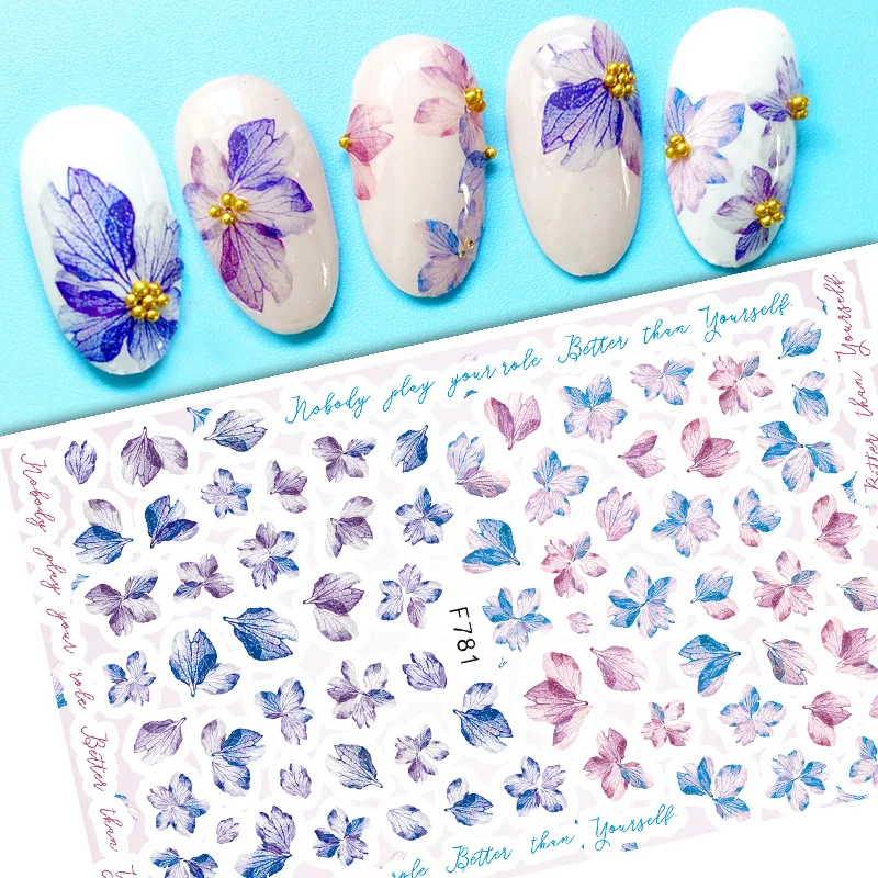 

Nail Patch 3d Back Glue Landscape Leaf Ink Abstract Smudge Color Flower Nail Sticker Nail Decal Elegant Fashion Nail Jewelry