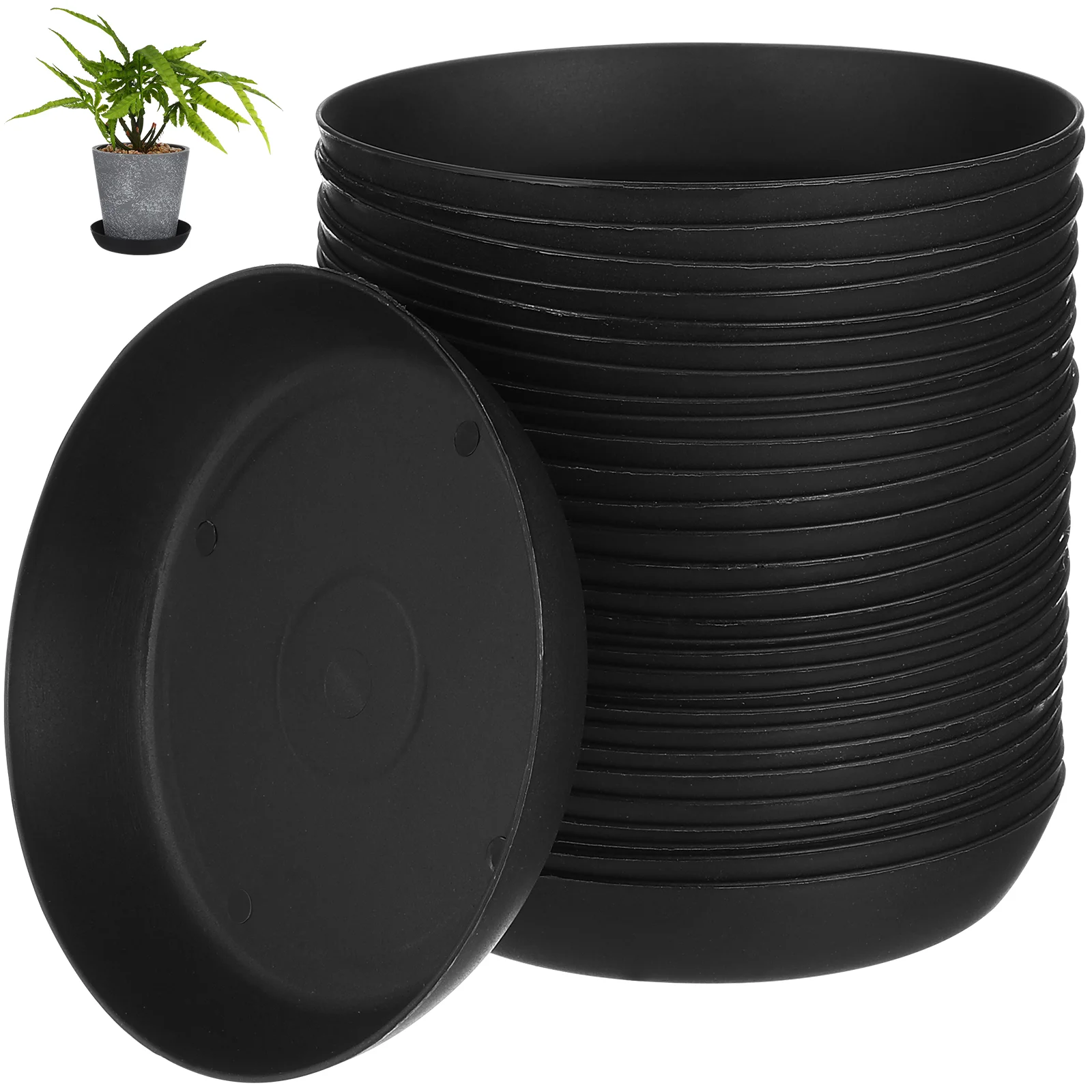 30 Pcs Flower Pot Water Trays Round Tray Succulent Trays Black Pot Holders Plastic Trays Square Flower Pots Outdoor