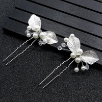 1pc elegant metal hair pins vintage wedding bridal u shape leaf hair clips barrettes women hair jewelry accessories gifts