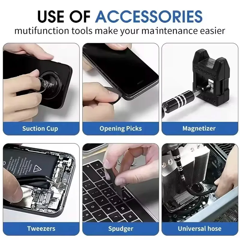 Набор прецизионных отверток 115 в 1 с магнитными насадками для ремонта электроники