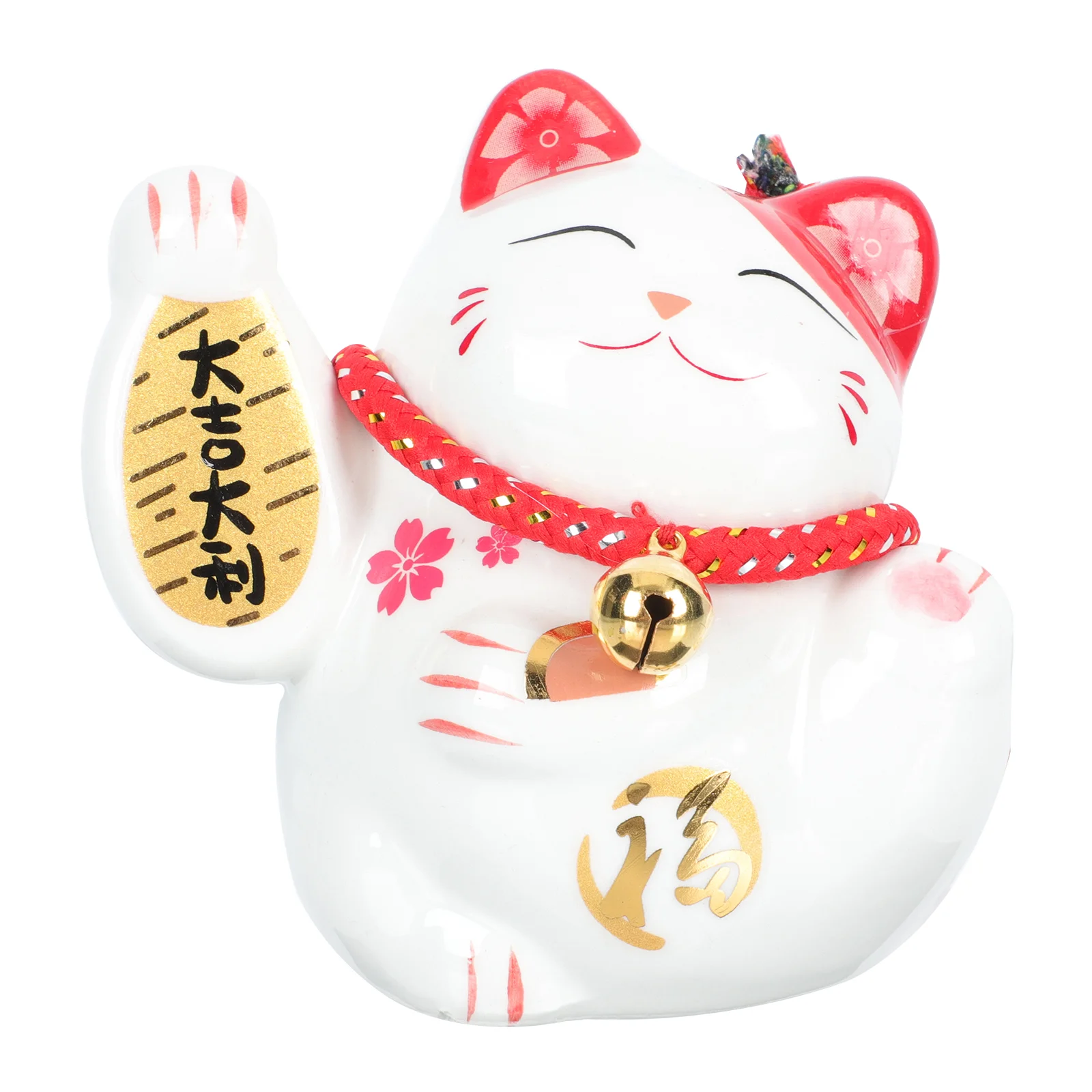 

Cat Lucky Statue Fortune Figurine Maneki Neko Ceramic Good Waving Ornament Decor Japanese Shui Feng Luck Wealth Statues