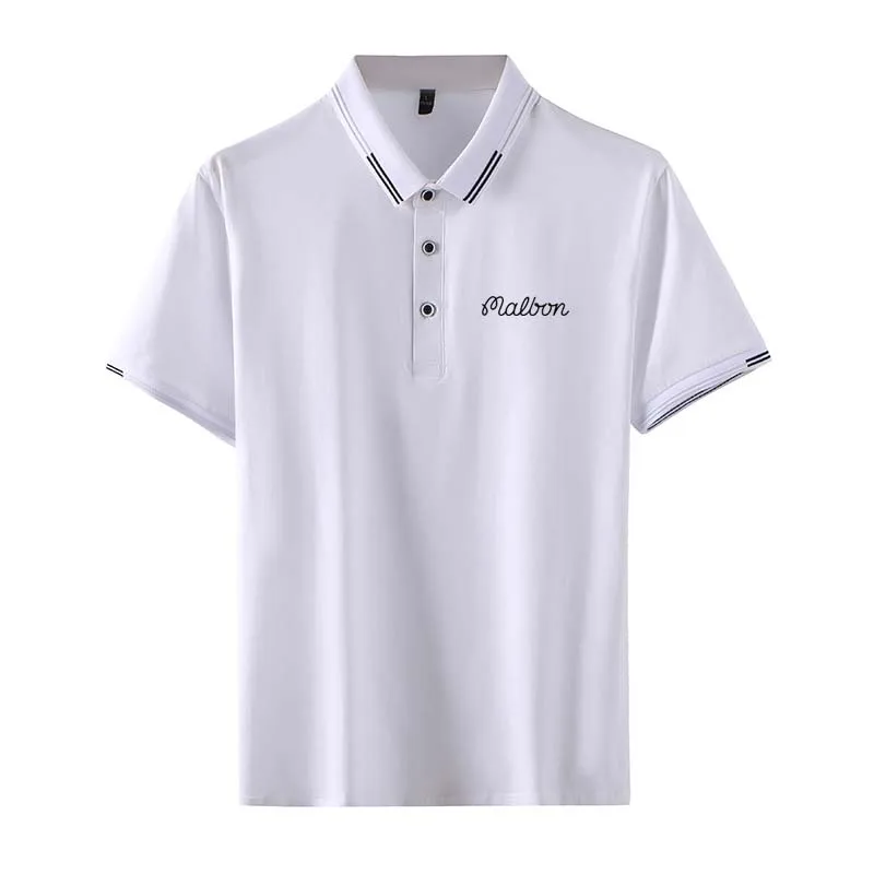 Men's Malbon Golf Wear Men Polo Clothing Summer Shirt Design Geometric Patterns Solid Color Short Sleeve Casual Business Sports