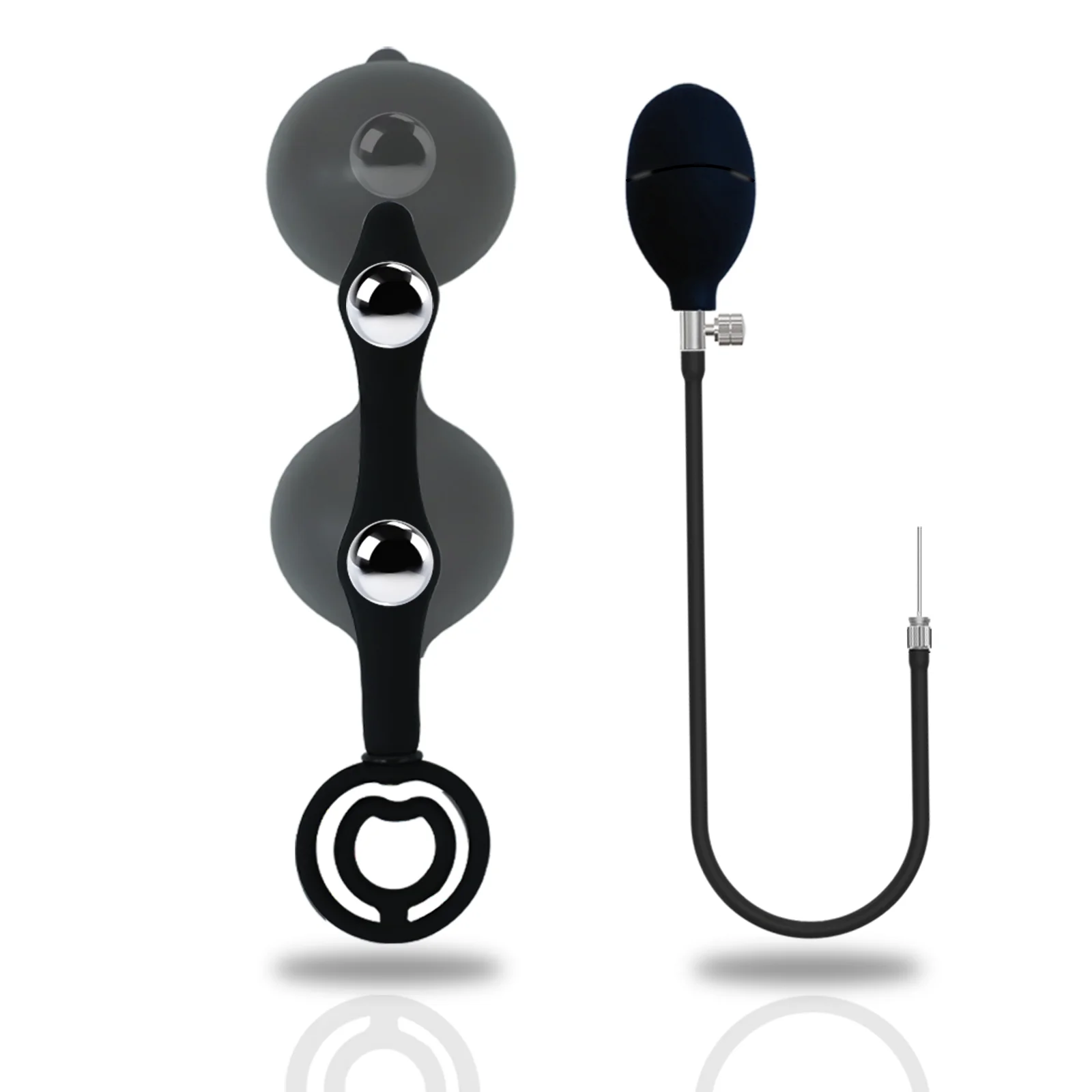 2 надувных анальных шарика с членом/пенисом/шаровым кольцом расширяемая